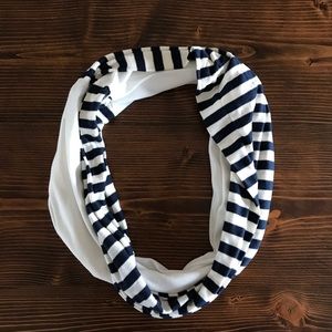Navy Blue/White Striped Lightweight Infinity Scarf